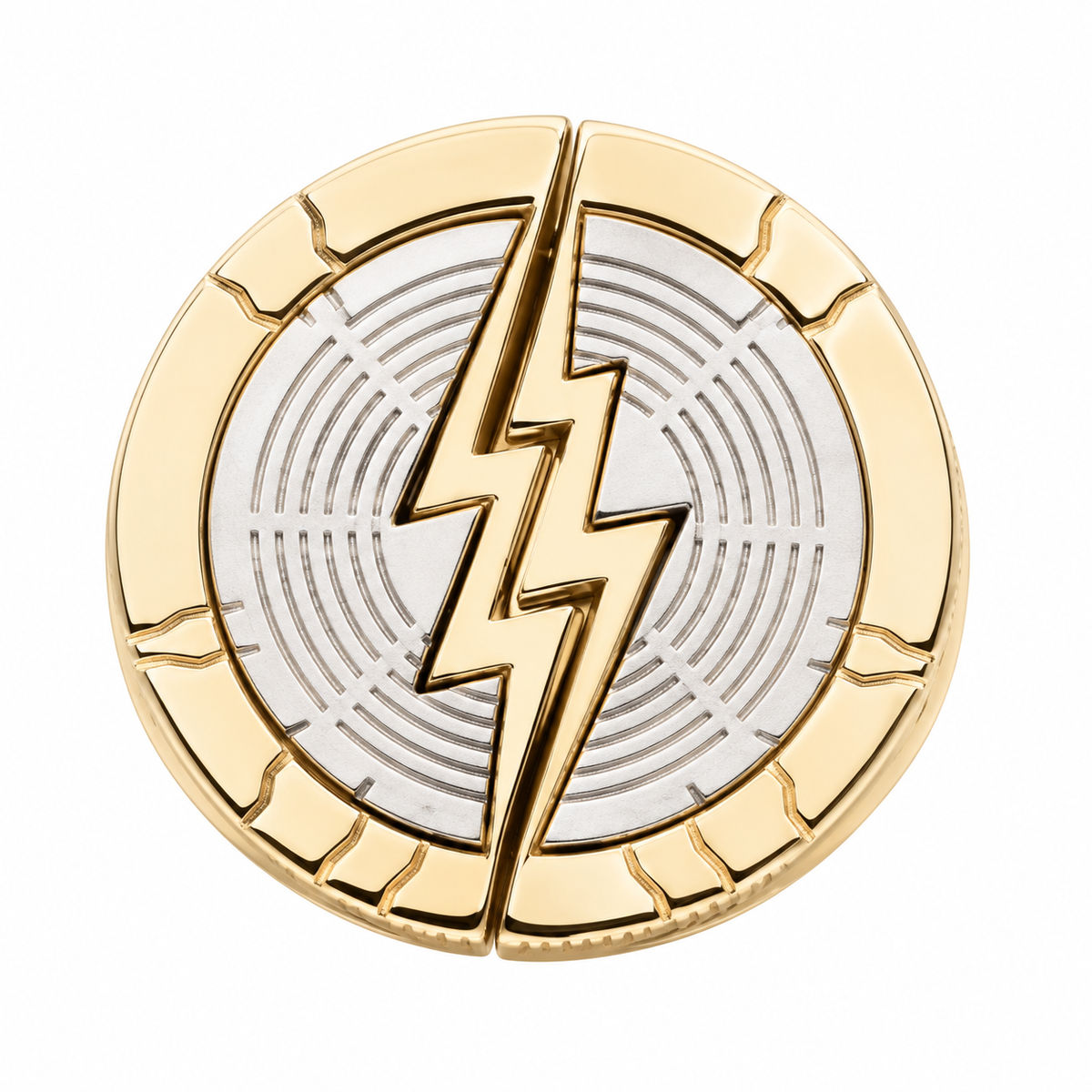 The Flash opening movie ring in its closed position with a circular lightning face